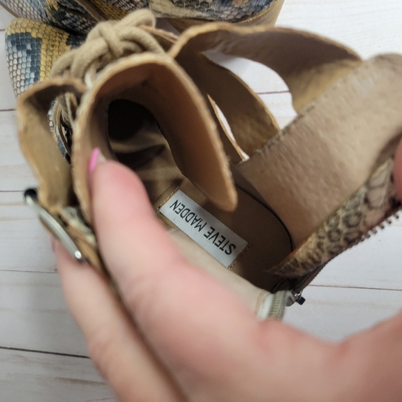 Steve Madden Palermo Multicolor Snakeskin Lace Up Booties - Picture 3 of 5